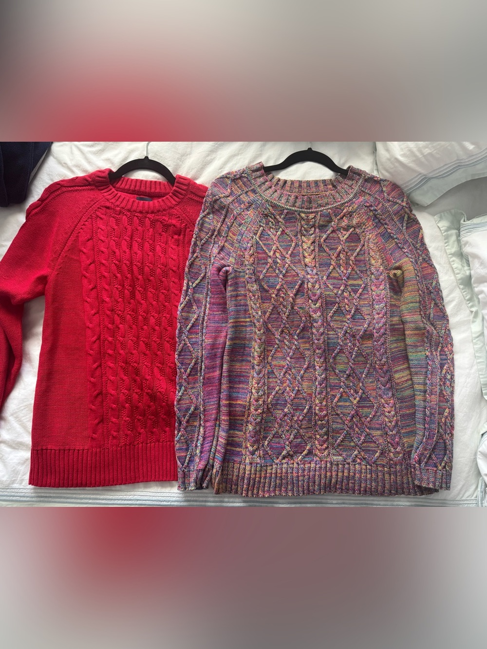 NWOT GAP Maternity Small Cable Knit Sweater Lot of 2 Pink Rainbow Red
